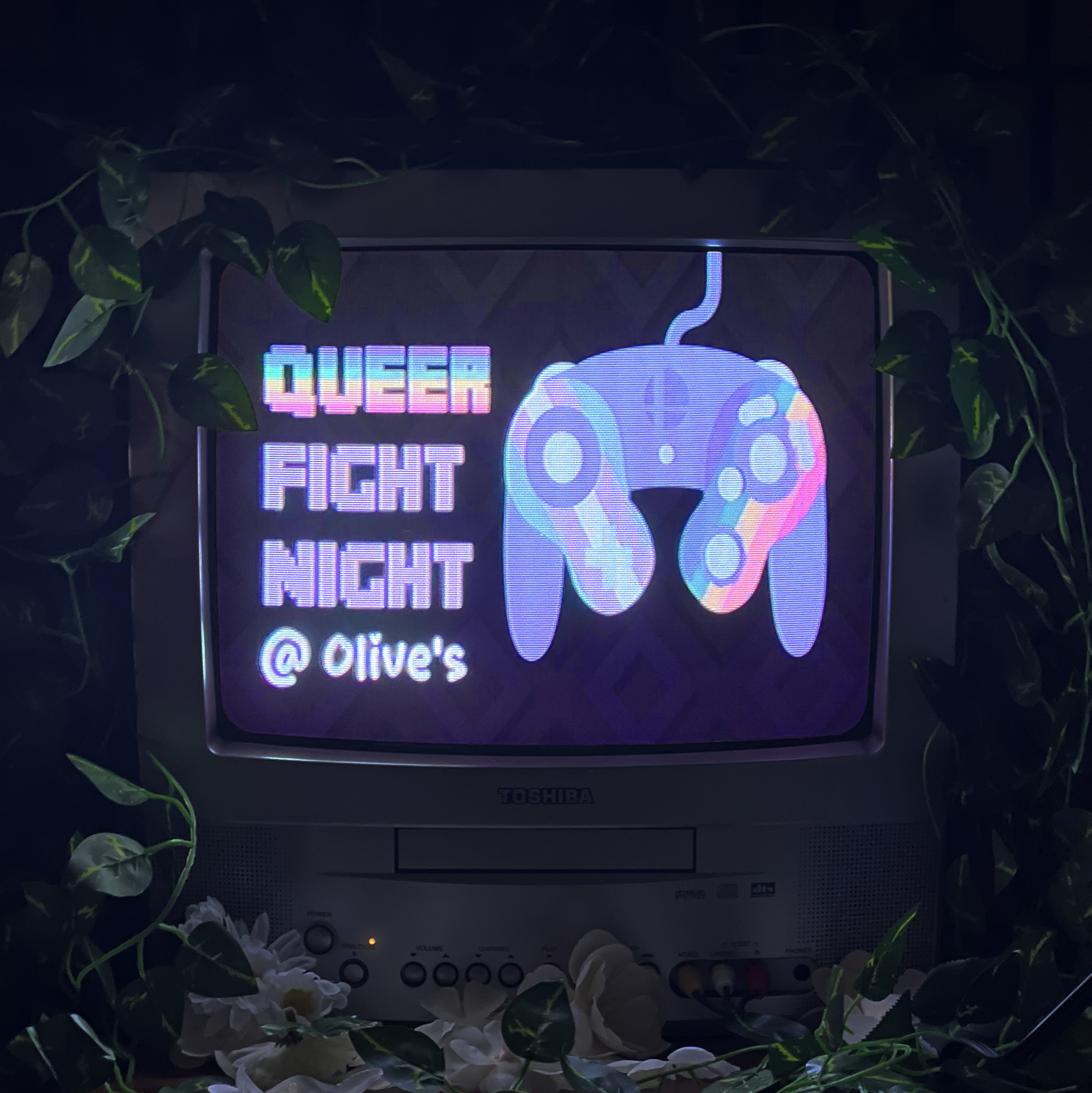 Queer Fight Night on CRT screen